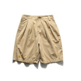 Men Shorts Smiley Embroidery Mark Solid Color Overalls Casual Shorts
