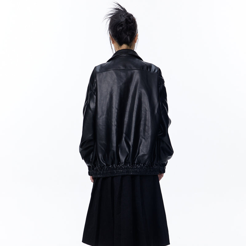 Unisex Jacket Fall Retro Lapels Leather Jacket