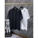 Ch hip-hop t shirts spring and summer ch couple hole pin embroidery handmade patch short sleeve high street american casual