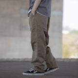 Men Sweatpants Multi-Pocket Cargo Pants Loose Straight Casual Solid Color Trousers