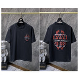 Ch hip-hop t shirts ch short-sleeved sword heavy industry handmade patch embroidery short-sleeved american high street casual versatile