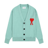 Ami arauneif big heart high weight v neckfall and winterknittingoutwearcardigan woolen clothes single breasted