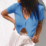 Women T-shirt Summer Slim-Fit Short-Sleeved T-shirt