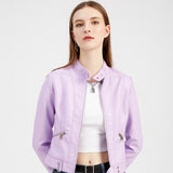 Red Leather Jacket Spring and Autumn Stand Collar Lady Leather Jacket