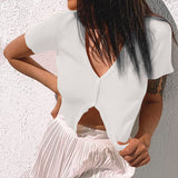 Women T-shirt Summer Slim-Fit Short-Sleeved T-shirt