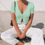 Women T-shirt Summer Slim-Fit Short-Sleeved T-shirt