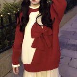 Women Knitwear Spring and Autumn Bowknot Knitted Sweater Loose Sweater