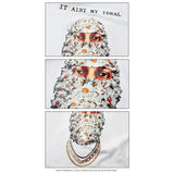 Hip-hop t shirts american high street half sleeve chrysanthemum portrait masked printing short sleeve t-shirt half sleeve