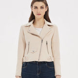 Women Jacket Autumn and Winter Suede Lapel Motorcycle Jacket