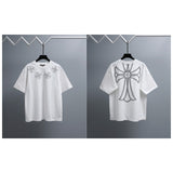Ch hip-hop t shirts american ch short-sleeved cross embroiderloosecasualpure cotton american heavy weight short-sleeved