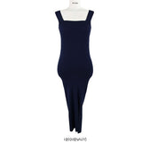 Women Dresses Summer Sexy Short Skirt Square Collar Slit Sheath Skirt