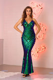 Women's Sexy V-neck Strap Vintage Sequins Dress Formal Dress
