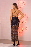 Women's Evening Gown Sexy Sling Backless Formal Dress Tassel Sequins Dress