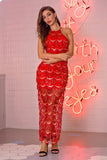 Women's Evening Gown Sexy Sling Backless Formal Dress Tassel Sequins Dress