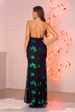 Women's Evening Gown Sexy One-Shoulder Backless Sleeveless Long Dress Sequins Dress