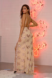 Women's Evening Gown Sexy One-Shoulder Backless Sleeveless Long Dress Sequins Dress
