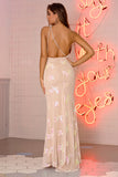 Women's Evening Gown Sexy One-Shoulder Backless Sleeveless Long Dress Sequins Dress