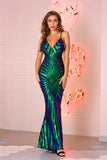 Women's Sexy V-neck Strap Vintage Sequins Dress Formal Dress