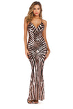 Women's Sexy V-neck Strap Vintage Sequins Dress Formal Dress