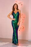 Women's Sexy V-neck Strap Vintage Sequins Dress Formal Dress