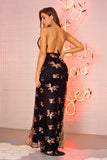 Women's Evening Gown Sexy One-Shoulder Backless Sleeveless Long Dress Sequins Dress