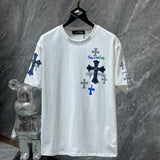 Ch hip-hop t shirts american ch crow cross sanskrit leather overlapping metal short-sleeved t-shirt couple stylisheasiest for match