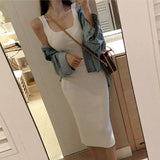 Women Dresses Spring/Summer U-Neck Sexy Knitted Slim Fit Camisole Dress