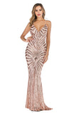Women's Sexy V-neck Strap Vintage Sequins Dress Formal Dress