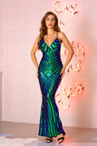 Women's Sexy V-neck Strap Vintage Sequins Dress Formal Dress