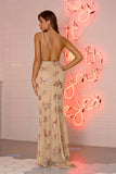 Women's Evening Gown Sexy One-Shoulder Backless Sleeveless Long Dress Sequins Dress