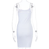 Women Dresses Sexy Slim Rhinestone Sling Dress Backless Hip Skirt (Bla0420)