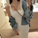 Women Dresses Spring/Summer U-Neck Sexy Knitted Slim Fit Camisole Dress
