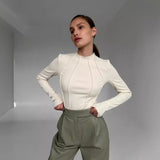 Women T-shirt Autumn and Winter round Neck Tight Edge T-shirt Casual Sexy Top