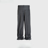 MIJKO Men Vintage Pants MIJKO Spliced trousers drape design grey casual trousers