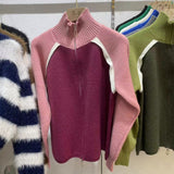Women Knitwear Spring and Autumn Zipper Turtleneck Sweater Coat