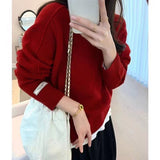 Women Knitted Pullover Autumn and Winter Sweater Loose round Neck Sweater
