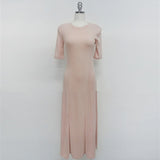 Women Dresses round Neck Short Sleeve Slim Fit Long Dress Casual Dress