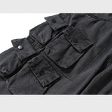 MIJKO Mens Vintage Pants Multi Pocket Wide Feet Cool Jeans