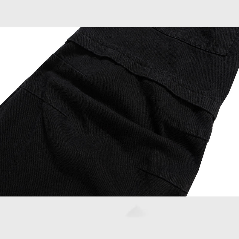MIJKO Mens Vintage Pants Black Hip Hop Unisex Bootcut Mainstream Fashion Pants