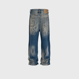 MIJKO Mens Vintage Pants Distress Ripped Ripped Jeans