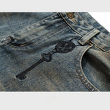 MIJKO Mens Vintage Pants Multi-Pocket Buckle Casual Pants