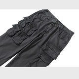 MIJKO Mens Vintage Pants Multi Pocket Wide Feet Cool Jeans