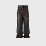 MIJKO Mens Vintage Pants Washed Straight Jeans