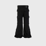 MIJKO Mens Vintage Pants Black Hip Hop Unisex Bootcut Mainstream Fashion Pants