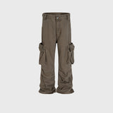 MIJKO Mens Vintage Pants Wide-footed Brown Jeans
