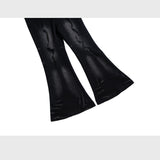 MIJKO Mens Vintage Pants Whitening bootcut jeans