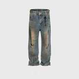 MIJKO Mens Vintage Pants Multi-Pocket Buckle Casual Pants