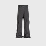 MIJKO Men's Vintage Pants Multi-Pocket Unisex Spliced Optional Wide-Foot Casual Pants