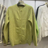Women Knitwear Autumn Winter Retro Crew Neck Sweater Loose Knitted Cardigan