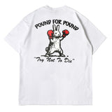 Hip-hop t-shirts: american high street style, short sleeve, cute boxing rabbit cartoon print, loose fit, crew neck, trendy short sleeve tee